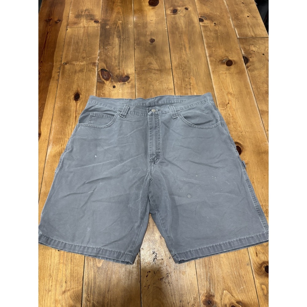 Wrangler Men's 38 Regular Gray Carpenter Shorts 100% Cotton Work Utility Pockets